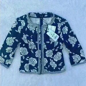 MONNALISA JAKIOO Size women  M Sleeveless Blue Floral Roses Neoprene Blazer $355